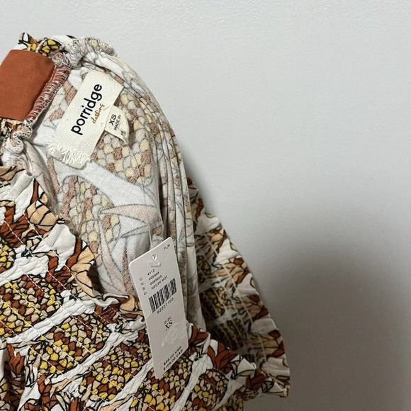 Anthropologie Porridge NWT Pineapple Off‎ Shoulder Bow Back Top Size XS - Picture 6 of 9